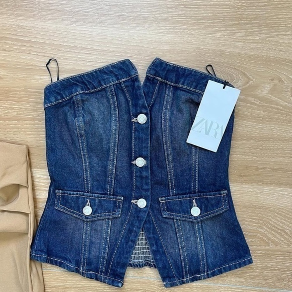ZARA Strapless TRF Denim top 2569/214